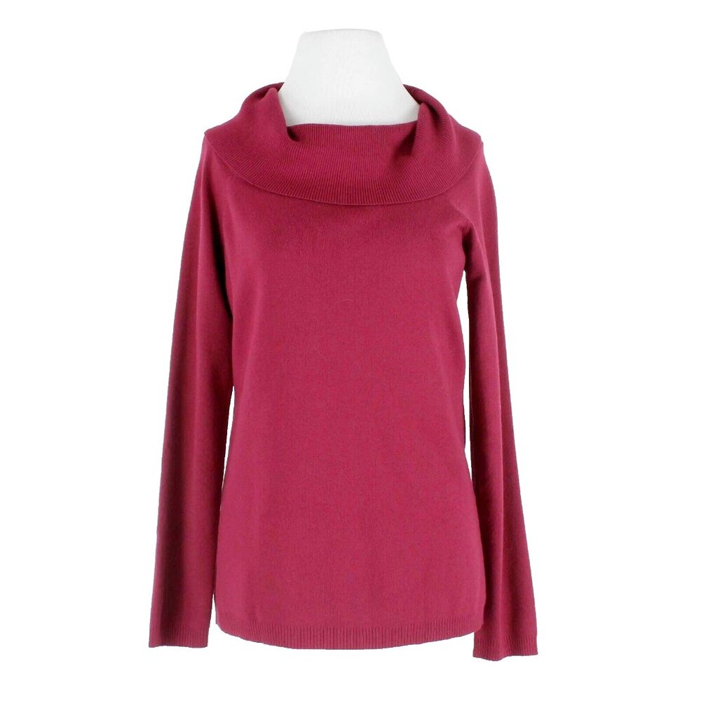 AT Loft $59 Sz L Burgundy Turtleneck Rayon Knit Nylon Sweater